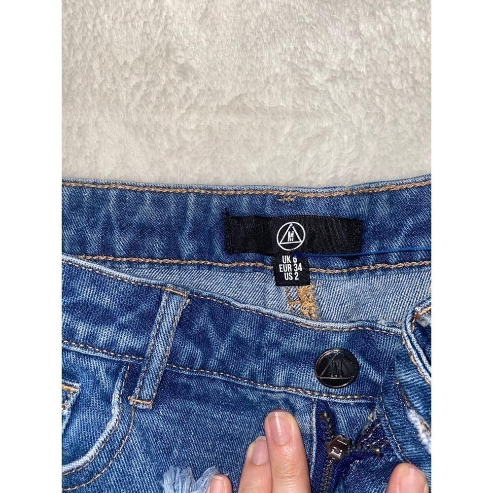 2/$25 Missguided Riot High Rise Ripped Denim Shorts - Picture 3 of 3